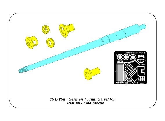 Aber 35L-025N 75mm barrel for German Pak40 anti-tank gun - late version 1/35 – image 9