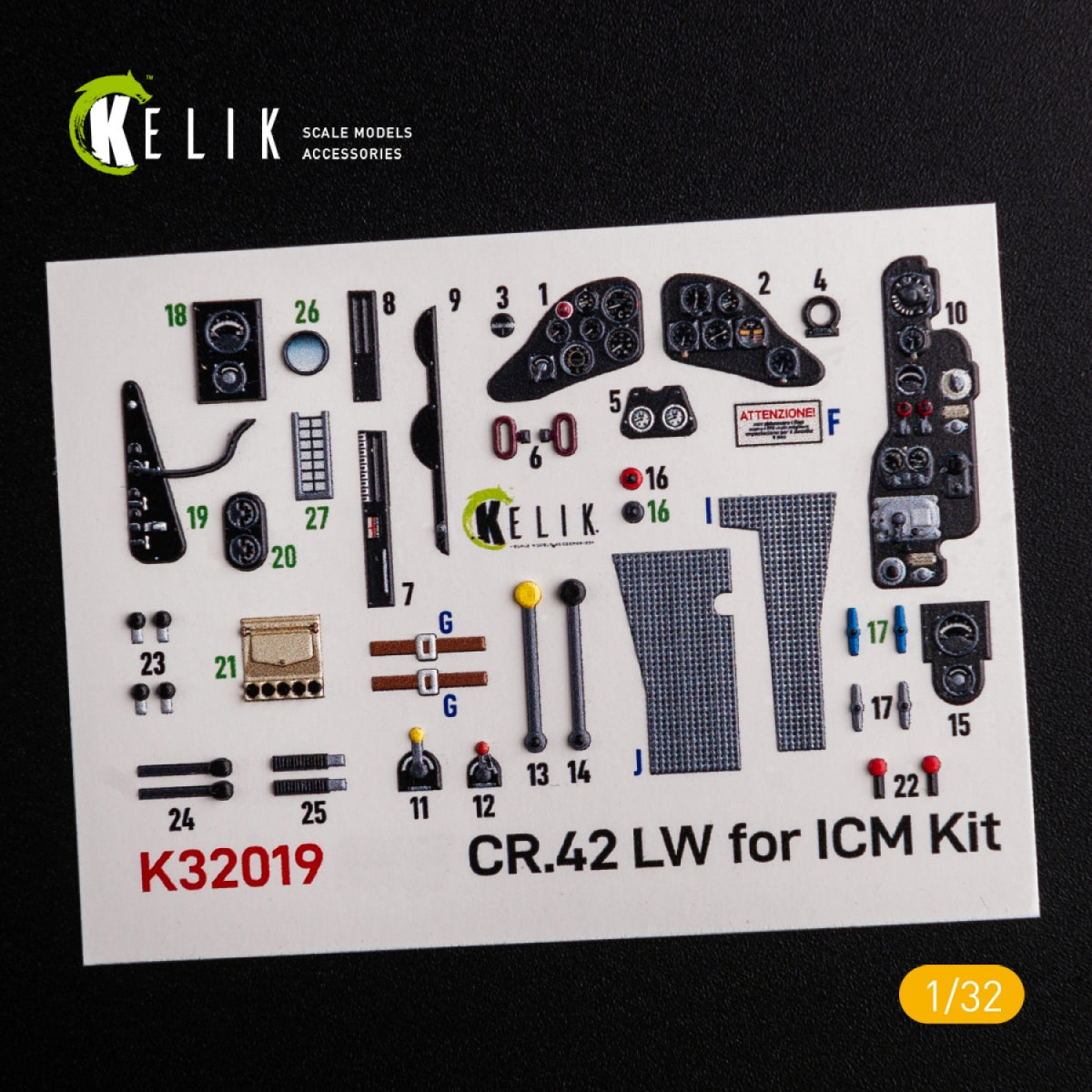 KELIK K32019 CR.42 LW - Interior 3D Decal for ICM kit 1/32 – zdjęcie 2