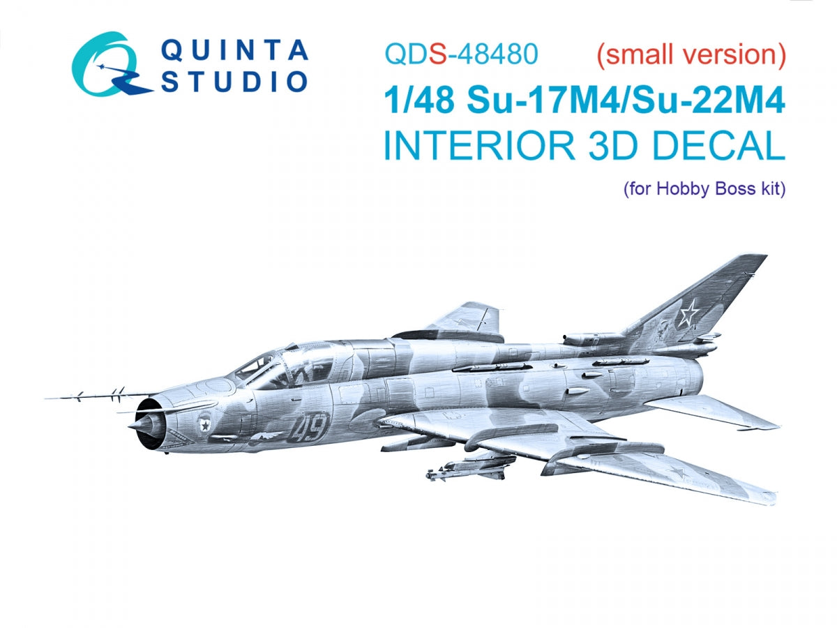 Quinta Studio QDS-48480 Su-17M4/Su-22M4 3D-Printed & coloured Interior on decal paper (Hobby Boss) (Small version) 1/48