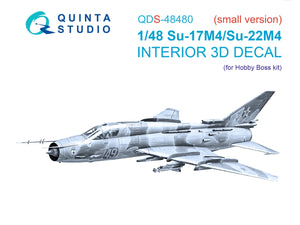 Quinta Studio QDS-48480 Su-17M4/Su-22M4 3D-Printed &amp;amp; coloured Interior on decal paper (Hobby Boss) (Small version) 1/48