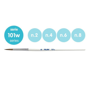 Milan 10468 Blister pack 4 round brushes (goat &amp;amp; synthetic hair) white handle 101w series no 2, 4, 6 and 8 – zdjęcie 2
