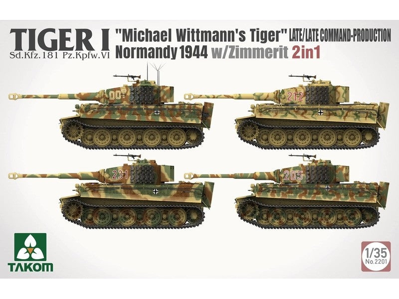 Takom 2201 Tiger I Late Production w/zimmerit Normandy 1944 Sd.Kfz. 181 Pz.Kpfw. VI Ausf. E &amp;quot;Michael Wittmann&amp;#39;s Tiger&amp;quot;(Late/Late Command) 1/35 – image 2