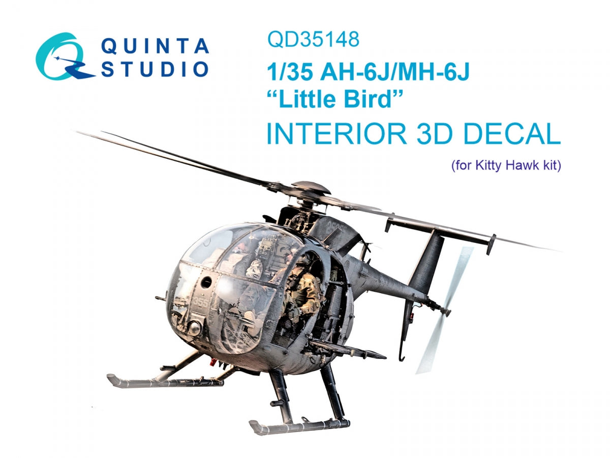 Quinta Studio QD35148 AH-6J/MH-6J 3D-Printed &amp; colored Interior on decal paper (Kitty Hawk) 1/35