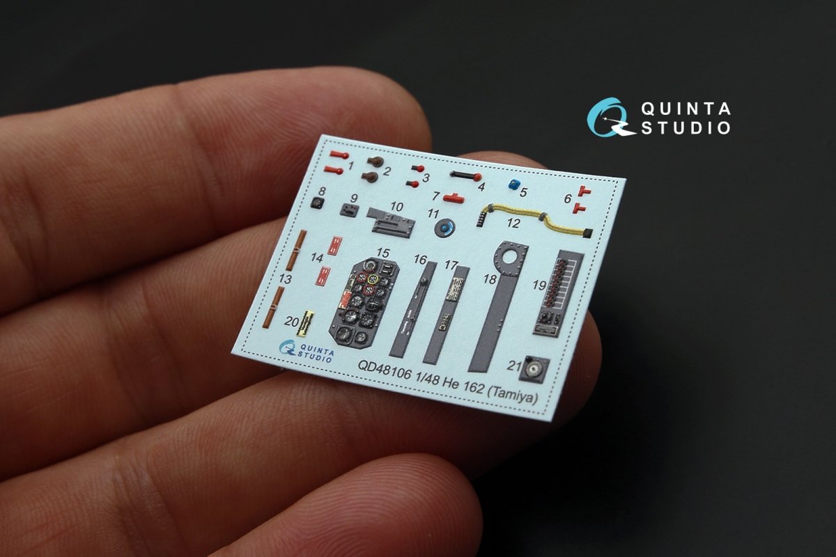 Quinta Studio QD48106 He-162 3D-Printed &amp;amp; coloured Interior on decal paper (for Tamiya kit) 1/48 – zdjęcie 4
