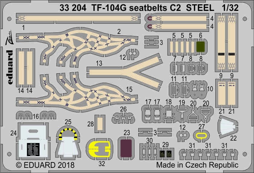 Eduard 33204 TF-104G seatbelts C2 STEEL ITALERI 1/32 – zdjęcie 2