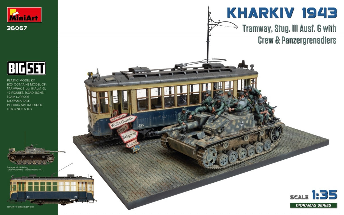 Miniart 36067 Kharkiv 1943: Tram & Stug. III Ausf. G w/Crew. BIG SET 1/35