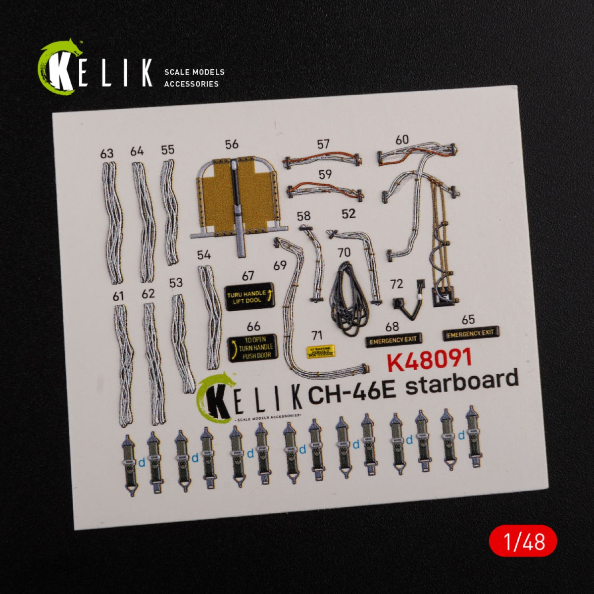 KELIK K48091 CH-46E Cargo compartment interior 3D decals for Academy kit 1/48 – zdjęcie 2
