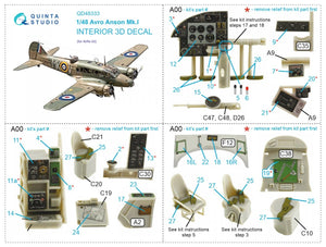 Quinta Studio QD48333 Avro Anson Mk.I 3D-Printed &amp;amp; coloured Interior on decal paper (Airfix) 1/48 – zdjęcie 8