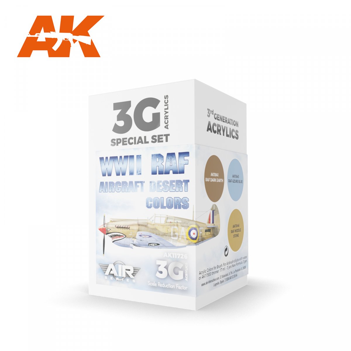 AK Interactive AK11726 WWII RAF AIRCRAFT DESERT COLORS 3x17 ml