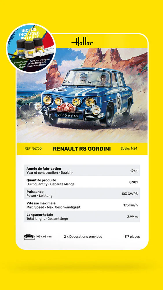 Heller 56700 STARTER KIT Renault R8 Gordini 1/24