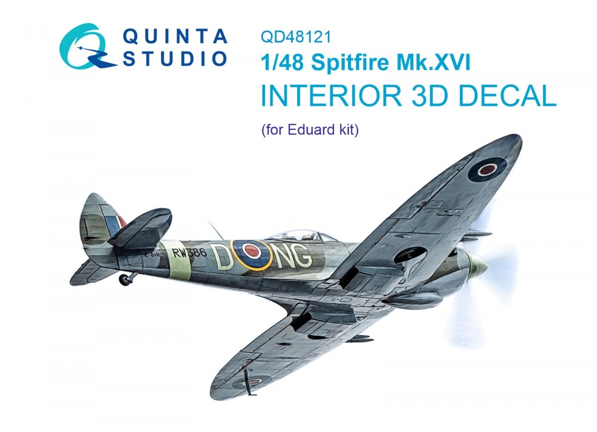 Quinta Studio QD48121 Spitfire Mk.XVI 3D-Printed &amp;amp; colored Interior on decal paper (Eduard) 1/48