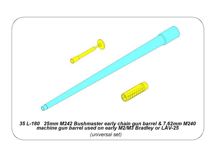 Aber 35L-180 25mm M242 Bushmaster early chain gun barrel &amp;amp; 7,62mm M240 machine gun barrel used on early M2/M3 Bradley or LAV-25 1/35 – zdjęcie 15