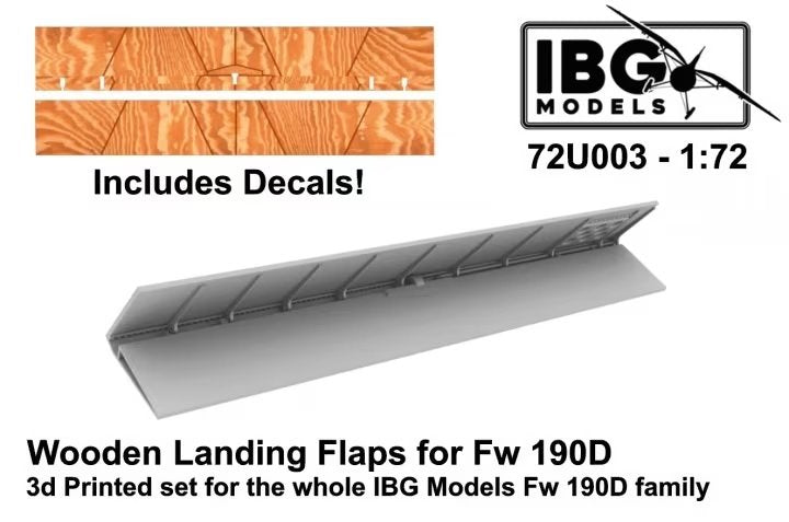IBG 72U003 Wooden Landing Flaps for Fw 190D 3D printed set 1/72