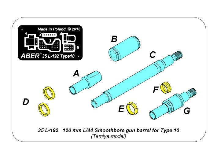 Aber 35L-192 120 mm L/44 Smoothbore gun barrel forType 10 Tank 1/35 – zdjęcie 2