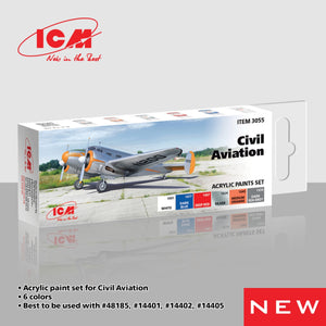 ICM 3055 Acrylic paints set for Civil Aviation 12 ml х 6