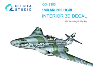 Quinta Studio QD48300 Me 262 HGIII 3D-Printed colored Interior on decal paper (Amusing Hobby) 1/48