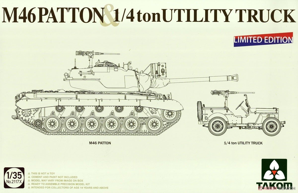 Takom 2117X M46 Patton &amp;amp; 1/4 ton Utility Truck 1/35