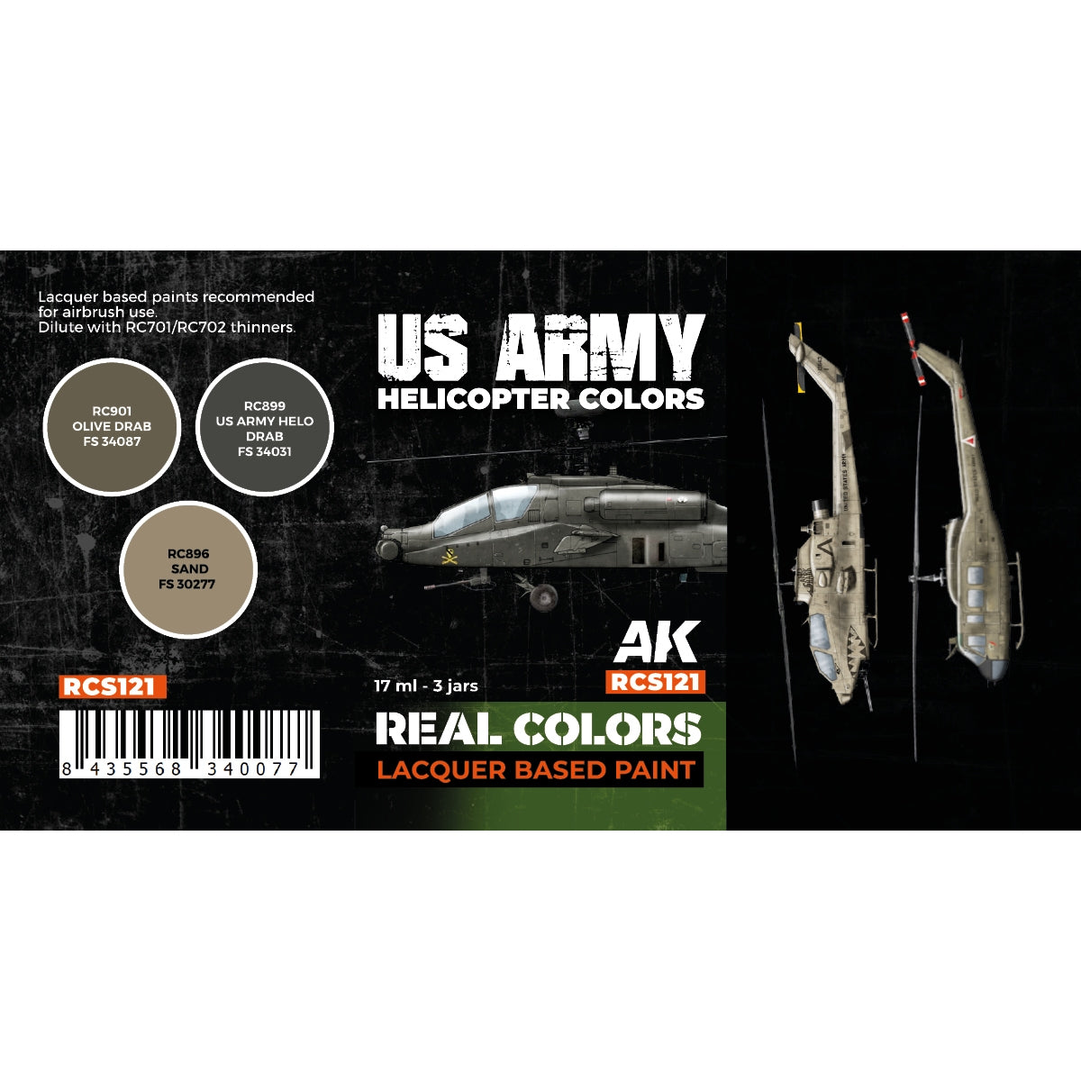 AK Interactive RCS121 US Army Helicopter Colors 3x17ml – zdjęcie 2