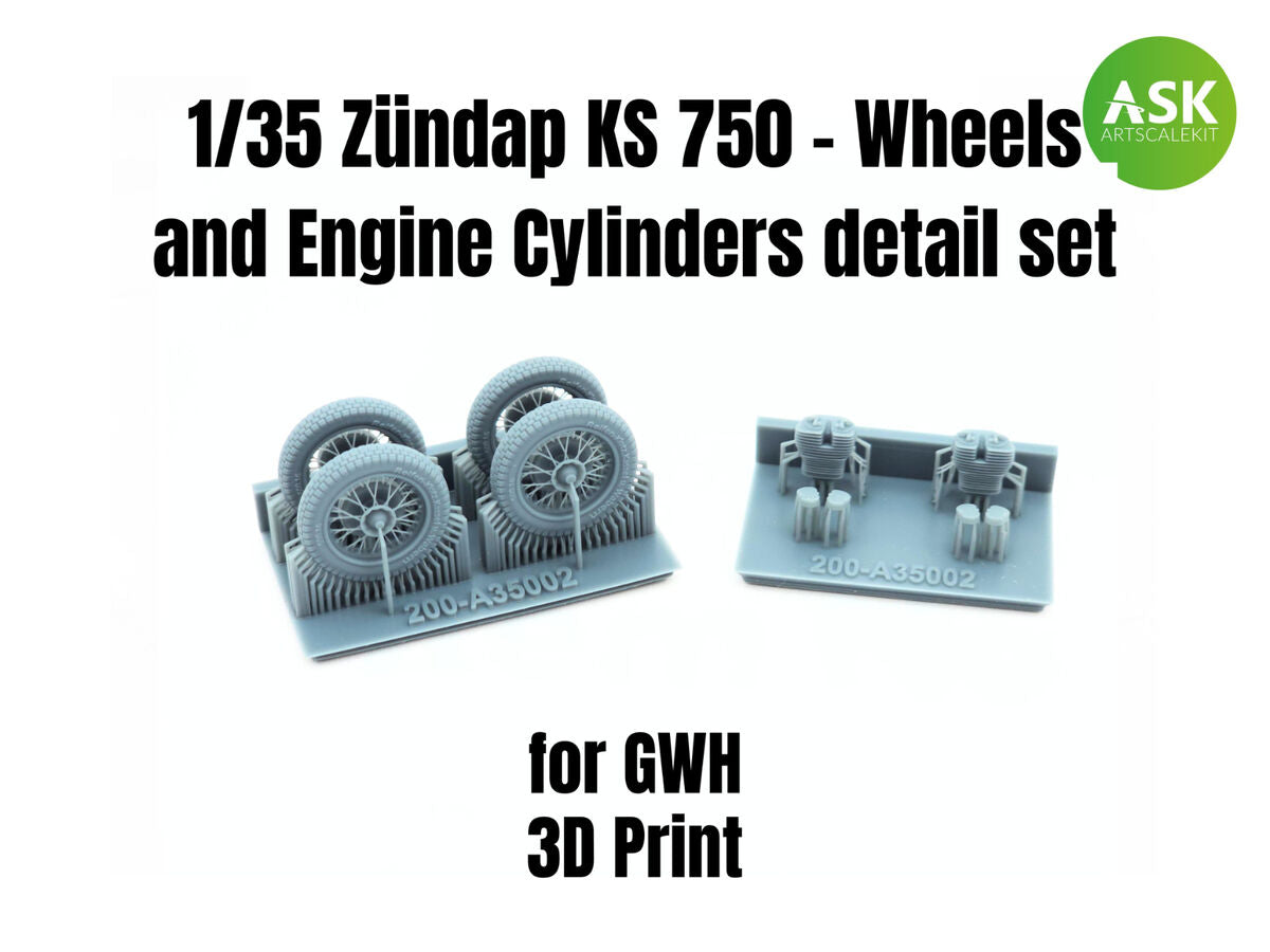Art Scale Kit A35002 Zundap KS 750 - Wheels and Engine Cylinders Detail Set rec. for GWH 1/35