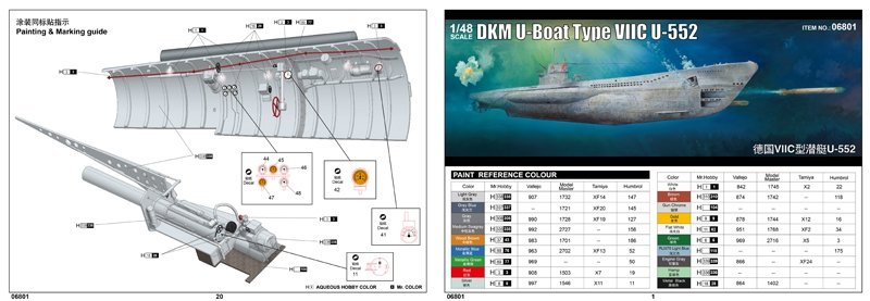 Trumpeter 06801 DKM U-Boat Type VIIC U-552 1/48 – zdjęcie 12