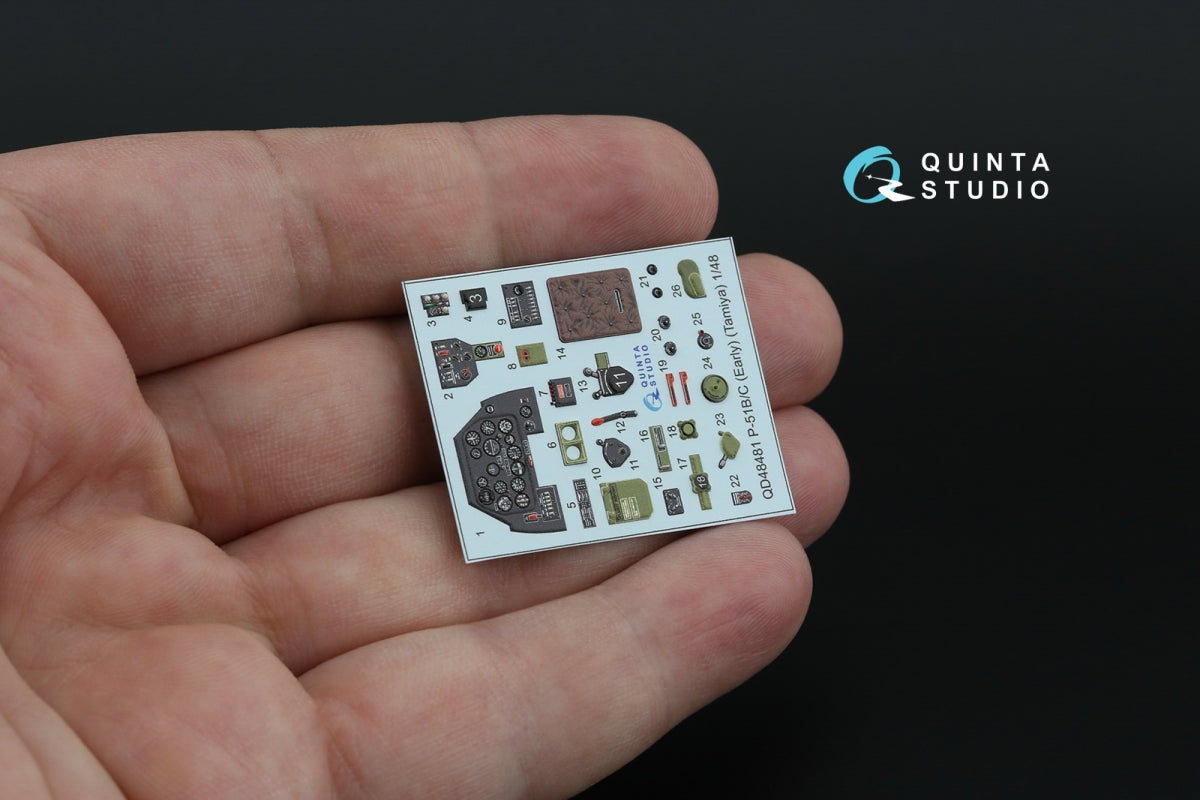 Quinta Studio QD48481 P-51B/C (Early) 3D-Printed colored Interior on decal paper (Tamiya) 1/48 – image 5