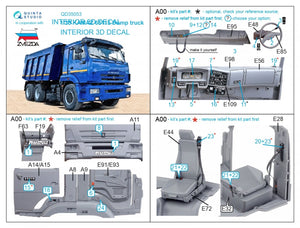 Quinta Studio QD35053 KAMAZ 65115 Dump truck 3D-Printed &amp;amp; colored Interior on decal paper (Zvezda) 1/35 – image 2