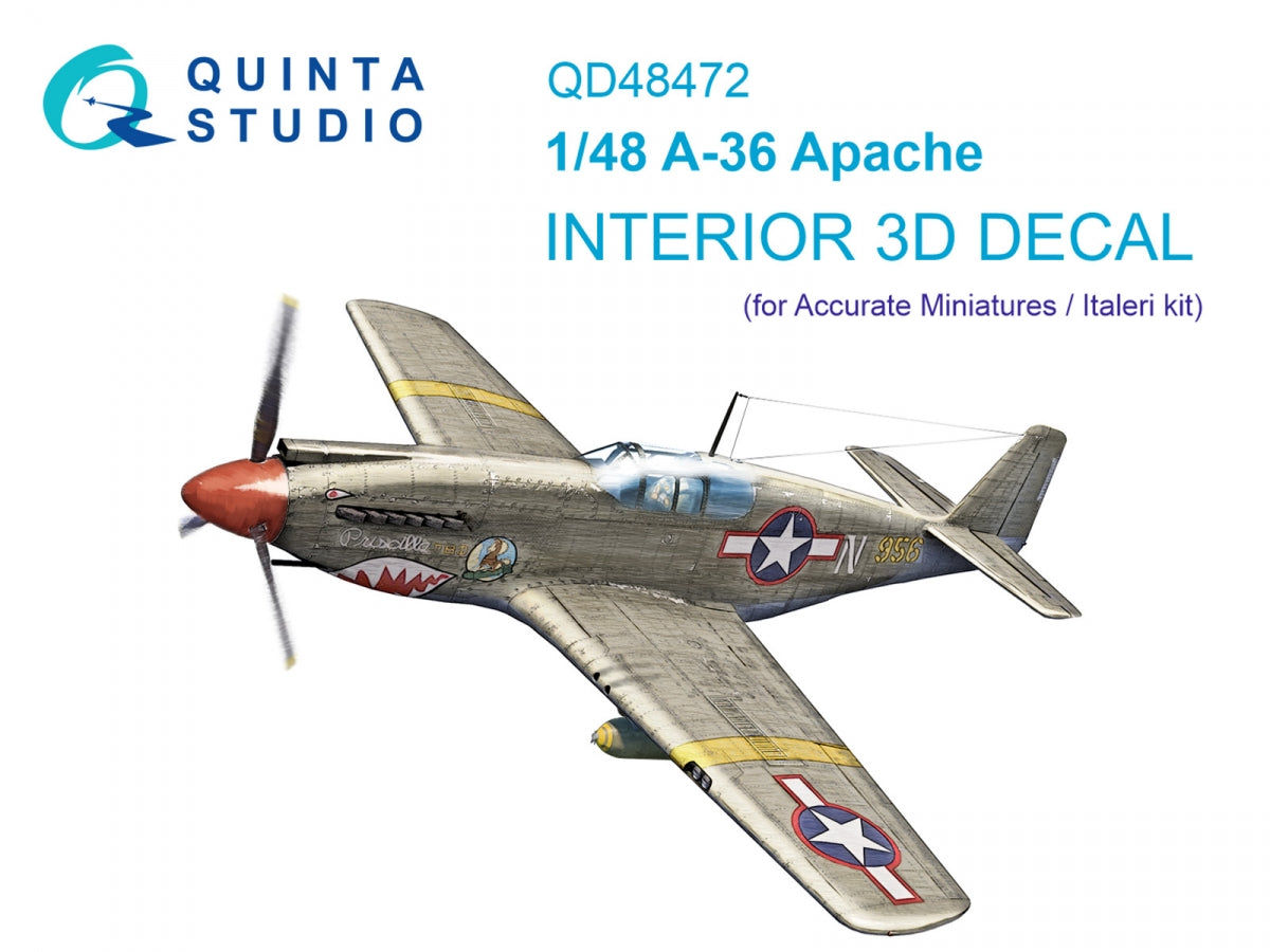 Quinta Studio QD48472 A-36 3D-Printed coloured Interior on decal paper (Accurate Miniatures/Italeri) 1/48