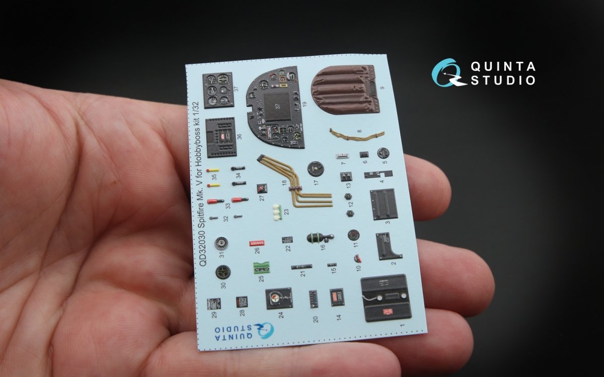 Quinta Studio QD32030 Spitfire Mk.V 3D-Printed &amp;amp; coloured Interior on decal paper (for Hobbyboss kit) 1/32 – zdjęcie 3