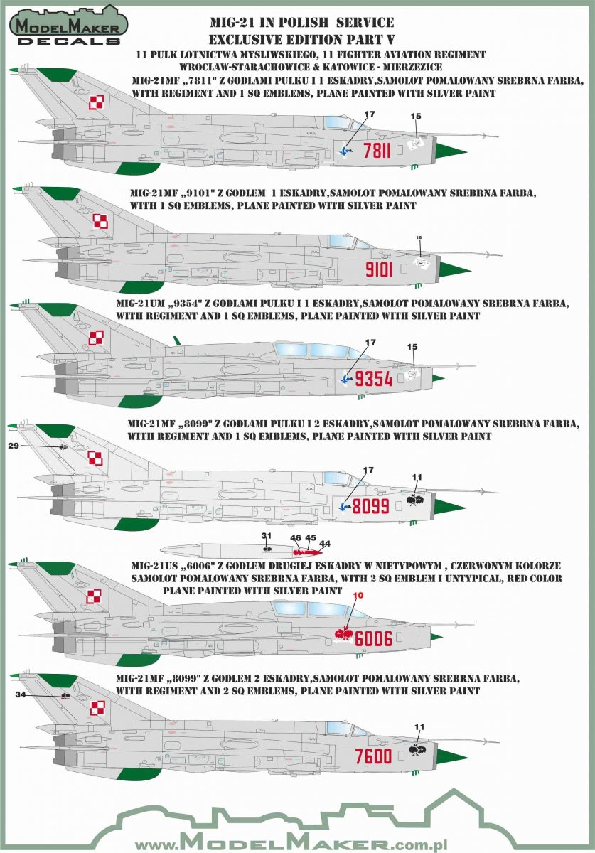 ModelMaker Decals D48154 MiG-21 in Polish service exclusive edition part V 1/48 – zdjęcie 4