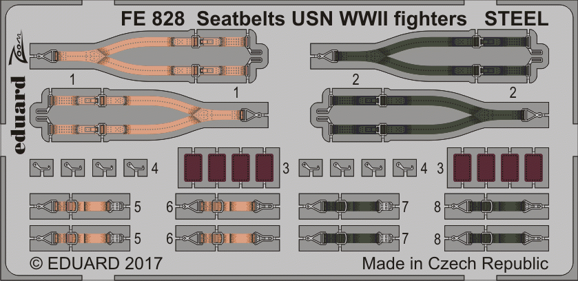 Ceintures de sécurité Eduard FE828 pour avions de chasse USN de la Seconde Guerre mondiale, acier, échelle 1/48