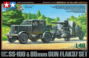 Tamiya 37027 GERMAN HEAVY TRACTOR SS-100 &amp;amp; 88mm GUN FLAK37 SET 1/48