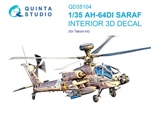 Quinta Studio QD35104 AH-64DI Saraf 3D-Printed &amp;amp; colored Interior on decal paper (Takom) 1/35