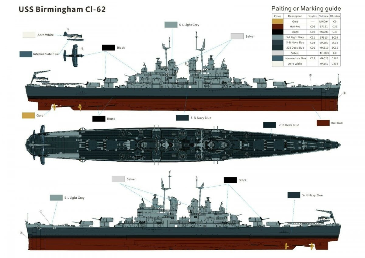 Very Fire VF350921DX US Navy Light Cruiser USS Birmingham CL-62 DX (Deluxe edition) 1/350 – image 12