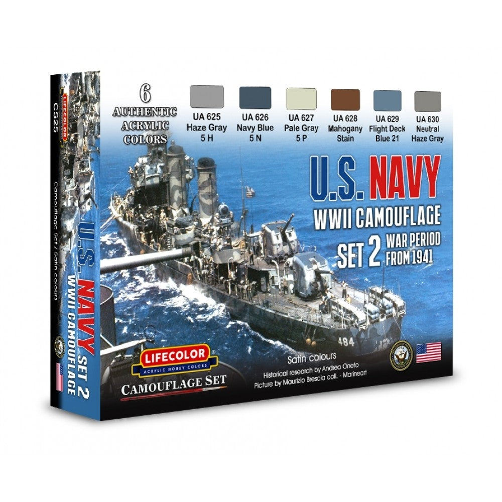 Lifecolor CS25 Acrylic paint set US navy Set 2 6x22ml