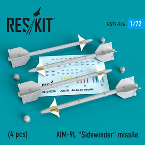 RESKIT RS72-0236 AIM-9L &amp;quot;Sidewinder&amp;quot; missile (4 PCS) 1/72
