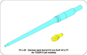 Aber 72L-03 8,8 cm KwK 43L/71 lufa do czołgu Tiger II/German Tank Barrel 8,8cm KwK 43 L/71 for Tiger II 1/72 – zdjęcie 4
