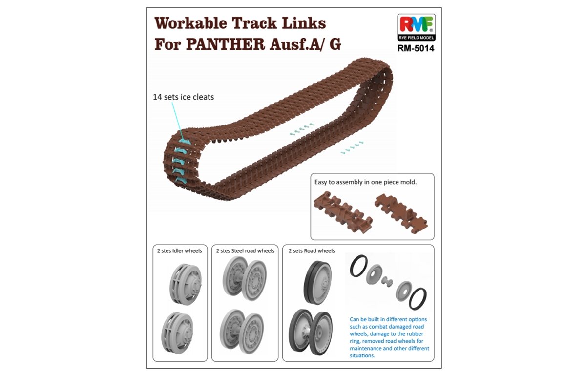 Rye Field Model 5014 Workable Track Links for Panther Ausf. A/G 1/35 – zdjęcie 3