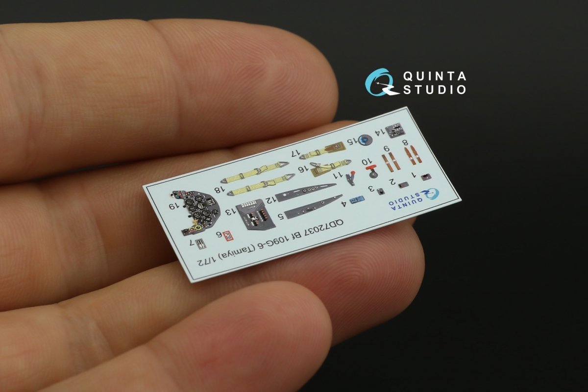 Quinta Studio QD72037 Bf 109 G-6 3D-Printed &amp;amp; coloured Interior on decal paper (Tamiya) 1/72 – zdjęcie 3