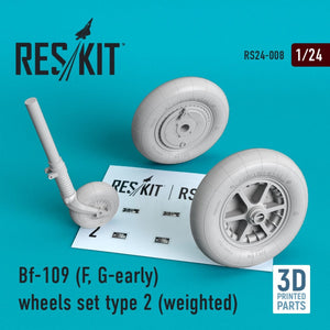 RESKIT RS24-0008 BF-109 (F, G-EARLY) JEU DE ROUES TYPE 2 (LESTÉ) 1/24