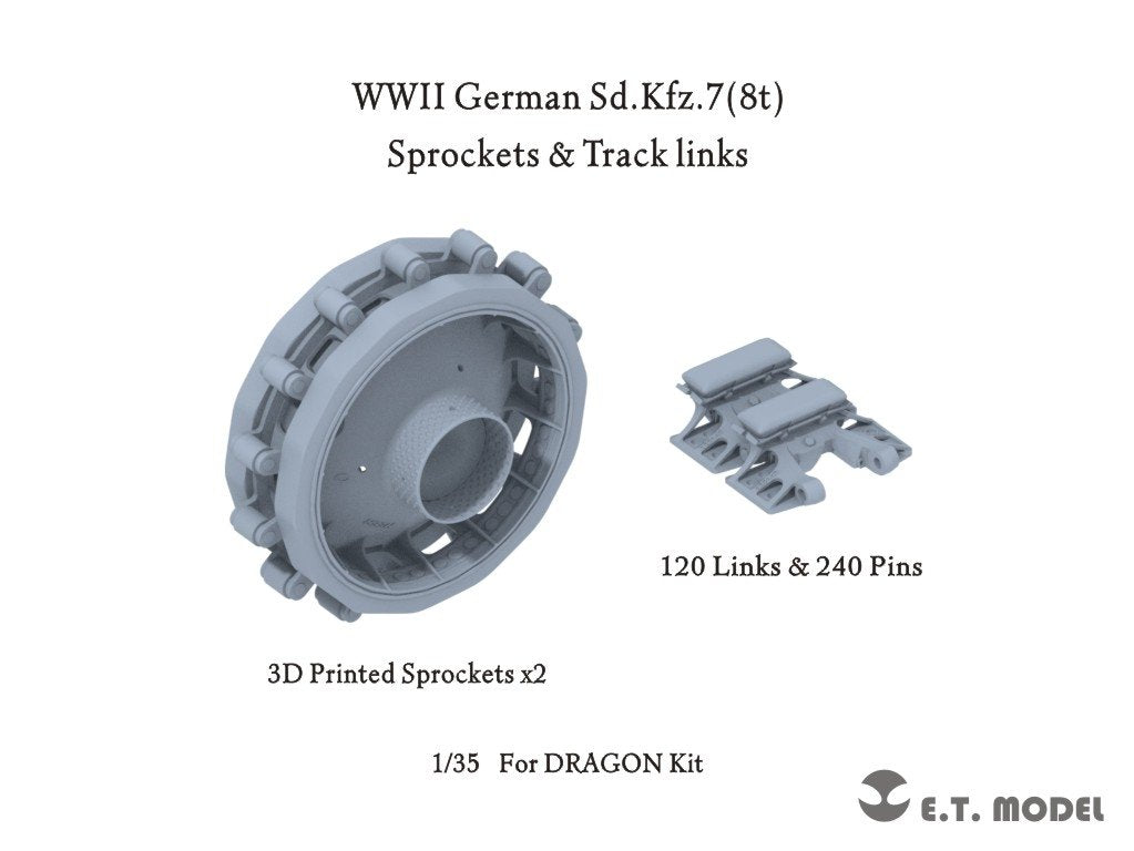 ET Model P35-060 WWII German Sd.Kfz.7(8t) Sprockets &amp;amp; Track links ( 3D Printed ) 1/35