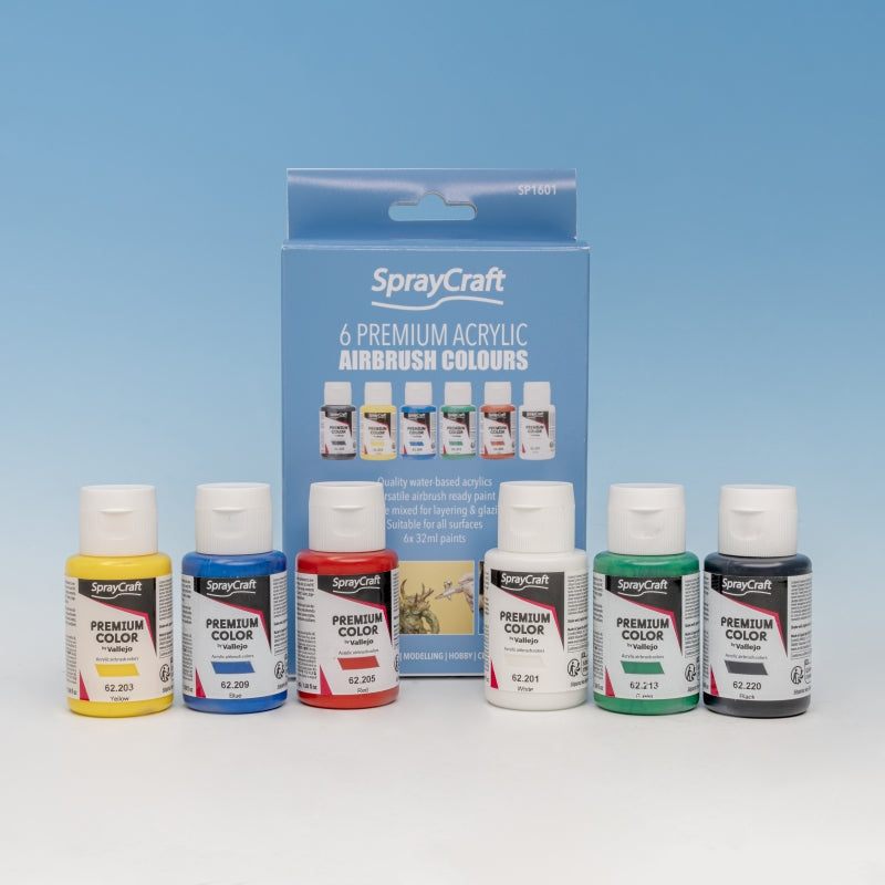 SprayCraft SP1601 6 Premium Acrylic Airbrush Colours (32ml)