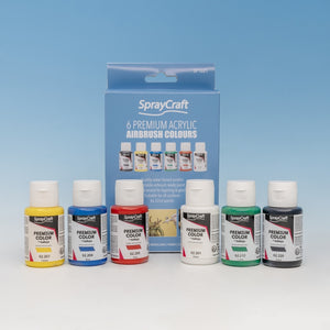 SprayCraft SP1601 6 Premium Acrylic Airbrush Colors (32ml)