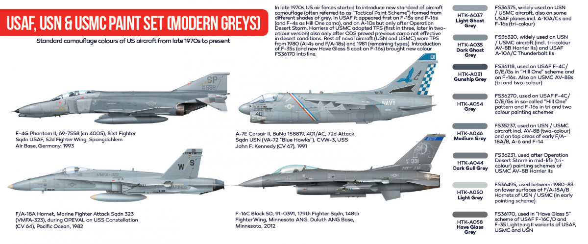 Hataka HTK-AS44 USAF, USN USMC paint set (modern grays) (8x17ml) – image 2