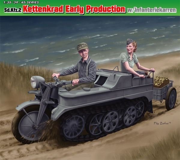 Dragon 6341 Sd.Kfz.2 Kettenkrad Early Production avec Infanteriekarren 1/35