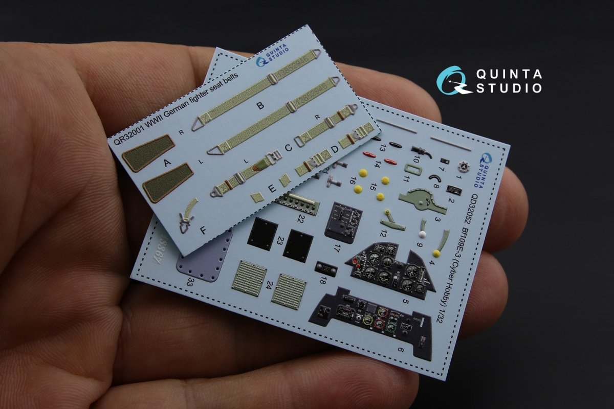 Quinta Studio QD32052 Bf 109E-3 3D-Printed &amp;amp; colored Interior on decal paper (for Cyber-hobby/Dragon kit) 1/32 – image 3