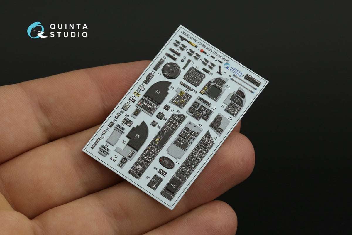 Quinta Studio QD32193 AV-8B Harrier II early 3D-Printed &amp;amp; colored Interior on decal paper (Trumpeter) 1/32 – image 3