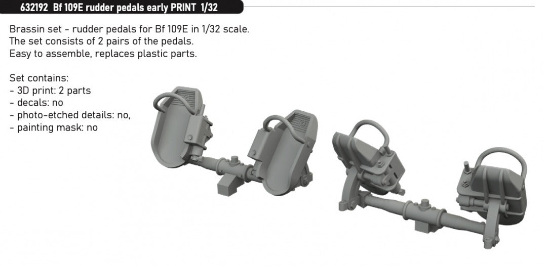 Eduard 632192 Bf 109E rudder pedals early PRINT 1/32 – zdjęcie 2