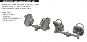 Eduard 632192 Bf 109E rudder pedals early PRINT 1/32 – zdjęcie 2