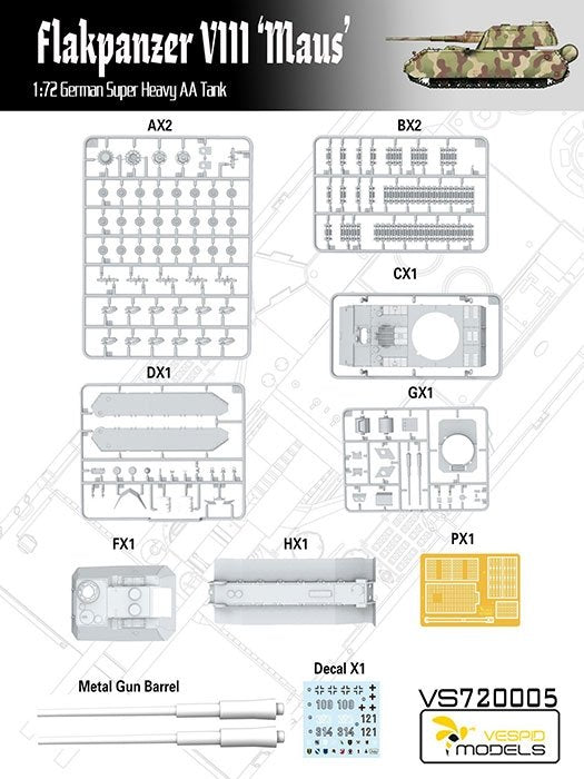 Vespid Models VS720005 Flakpanzer VIII MAUS 1/72 – Bild 4