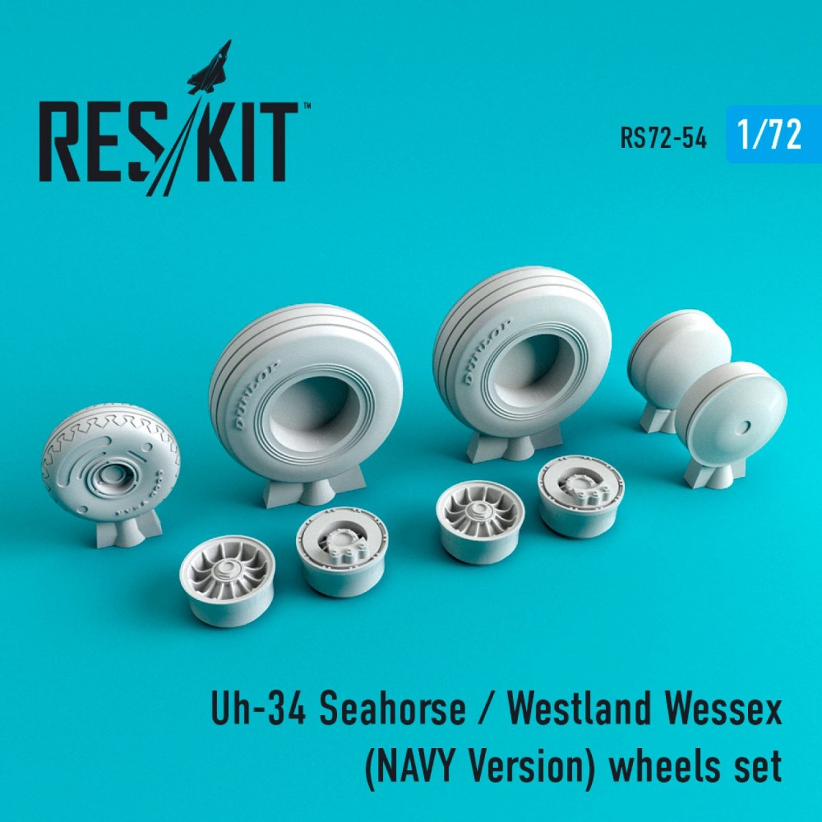 RESKIT RS72-0054 UH-34 SEAHORSE/WESTLAND WESSEX (VERSION MARINE) JEU DE ROUES 1/72